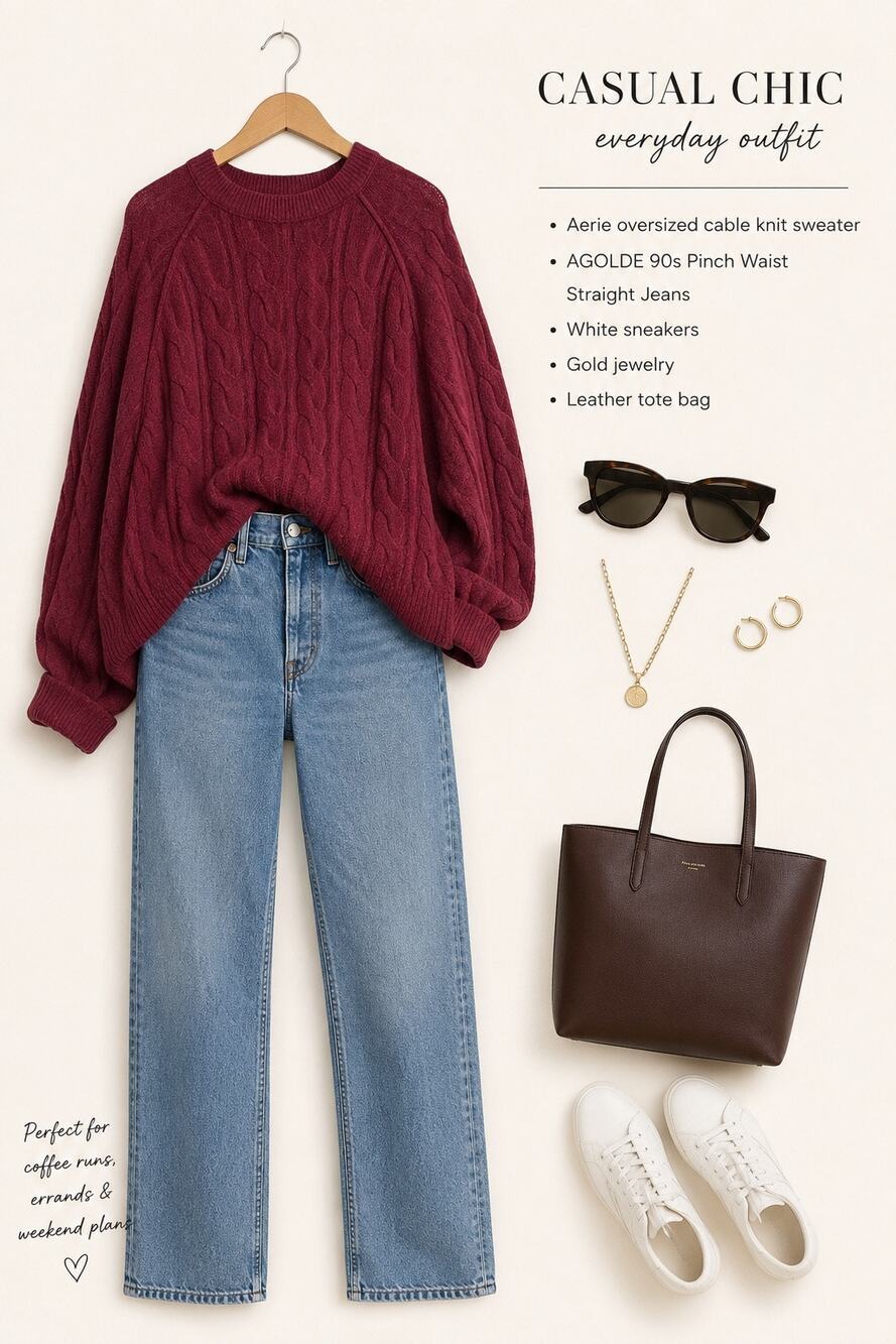 Aerie Unreal Cable Knit Sweater Berry Women’s L Cozy Pullover NWT